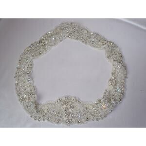 Opalescent beaded wedding bridal belt sash, rhinestone beaded sash belt410